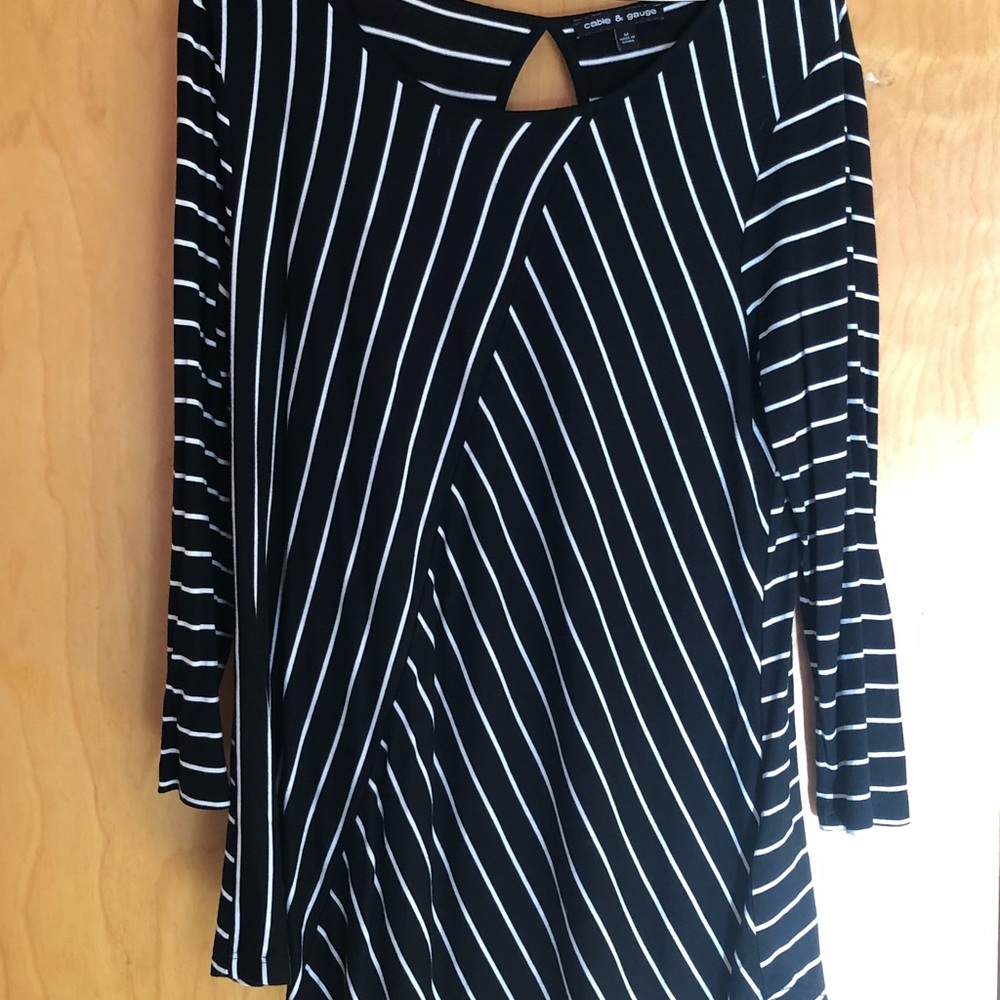 Asymmetrical striped tunic